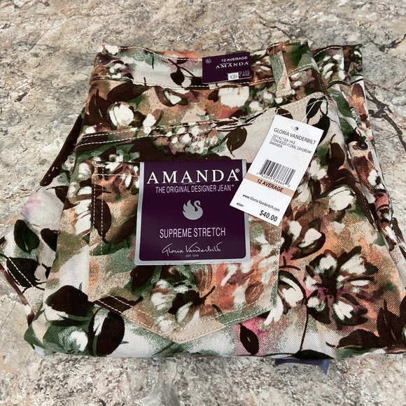 NEW| Gloria Vanderbilt Women's Amanda Straight Leg Stonewood Floral Jeans - Picture 5 of 6
